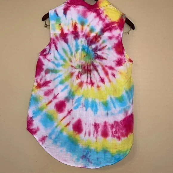 Tie Dyed Up Cycled Sleeveless Top Shirt Size M - Picture 3 of 5
